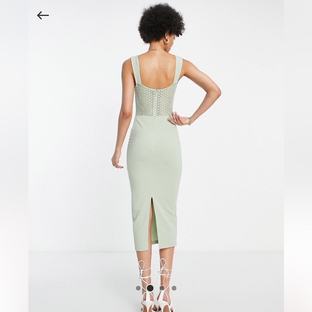 ASOS DESIGN Corset Lace Insert Midi Dress - Picture 6 of 7